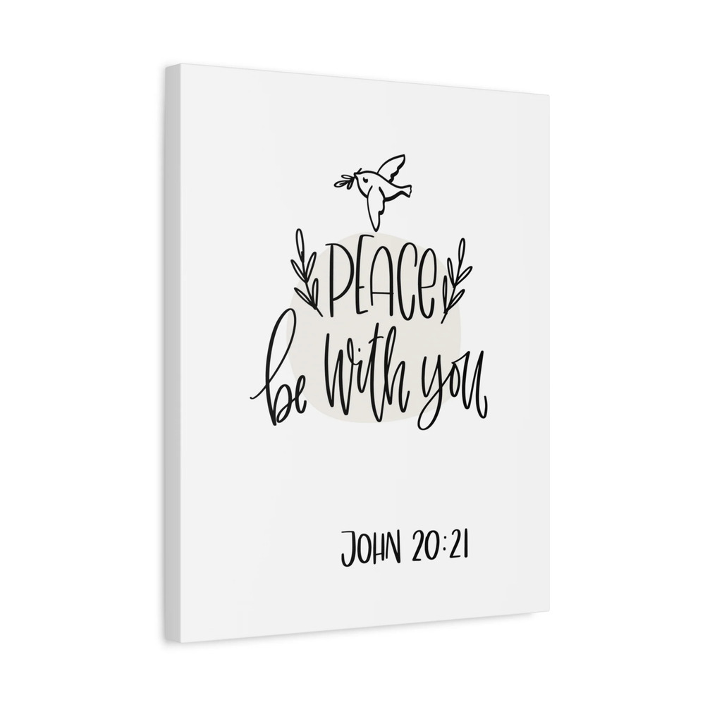 Scripture Canvas Peace Be With You John 20:21 Christian Wall Art Ready To Hang